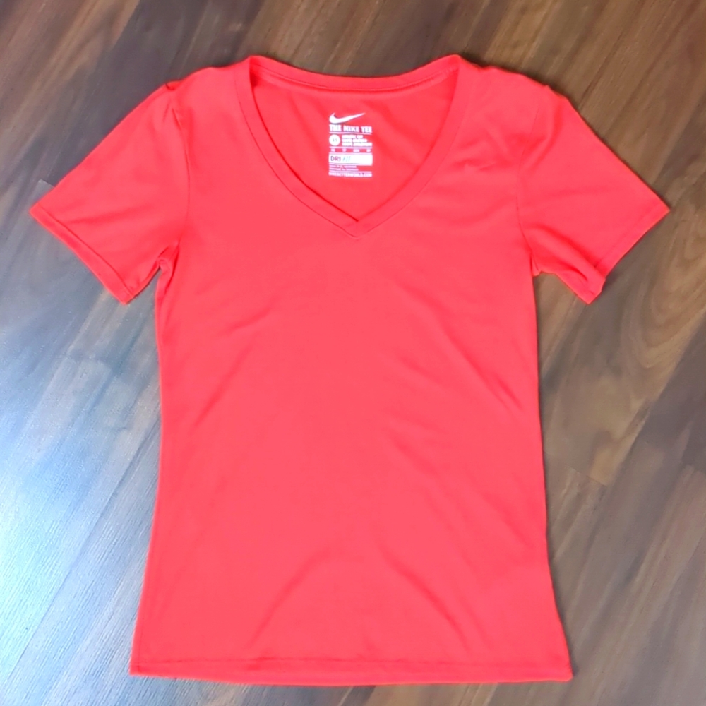 Nike Orange Dri-fit V Neck T-shirt Size XS